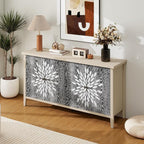 58'' Large Sideboard Buffet Kitchen Storage Cabinet, 4 Door Carved Modern by mixtavie