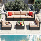 Vongrasig 7 Pieces Patio Furniture Sets, Outdoor Patio Conversation Set PE by Vongrasig