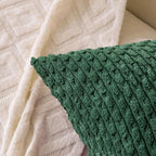 Set of 4 Dark Green Decorative Throw Pillow Covers 18x18 Inch Corduroy Pillow - Image 2