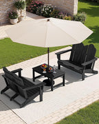 SERWALL 3 Pieces Patio Adirondack Bench Set, 2 Folding Adirondack Bench & 1 - Image 2