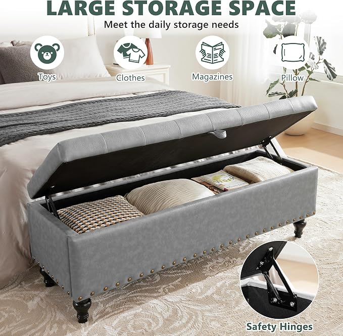 Mangodan 50" Storage Ottoman Bench, Tufted Ottoman - Image 3