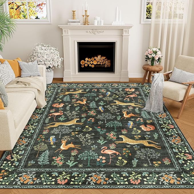 DUKINO 9x12 Area Rug for Living Room, Washable Animal Rug Non Slip, Non-Shedding by DUKINO
