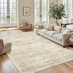 Soalmost 6x9 Area Rug for Living Room Washable Rugs Non-Slip Beige | Low-Pile - Image 2
