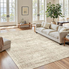 Soalmost 7x9 Area Rug for Living Room Washable Rugs Non-Slip Beige | Low-Pile by Soalmost