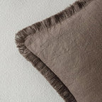 MIULEE Boho Linen Fringe Decorative Fall Throw Pillow Covers Coffee 20x20 | Set - Image 3