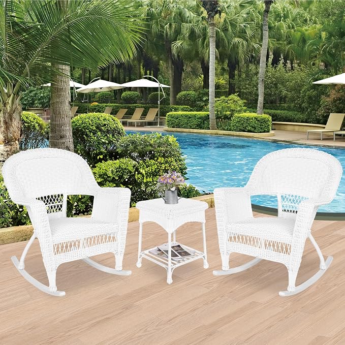 Jeco 3 Piece Rocker Wicker Chair Set - Image 2