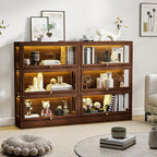 Display Cabinet with Acrylic Glass Doors, 3-Tiers Curio Cabinet with LED - Image 4