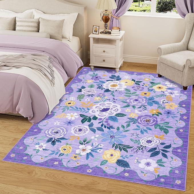 DUKINO 6x9 Area Rugs, Floral Washable Rug - Image 9