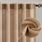 MIULEE Brown Linen Curtains 52x96 Inch Long Soft Thick Linen Textured | Curtains - Image 2