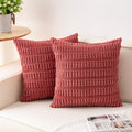 Pack of 2 Corduroy Decorative Throw Pillow Covers 18x18 Inch, Cranberry Red | by Unknown