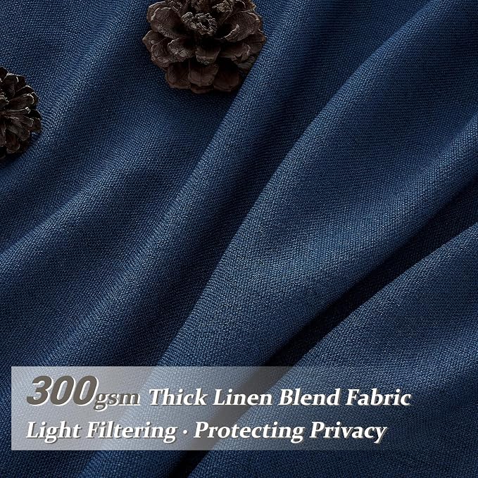 Navy Extra Long Light Filtering Sheer Curtains 108 Inches Long - Image 2