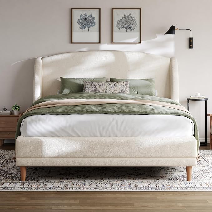 Christopher Knight Home Hazel Queen Size Bed Frame, Upholstered Platform Bed - Image 4