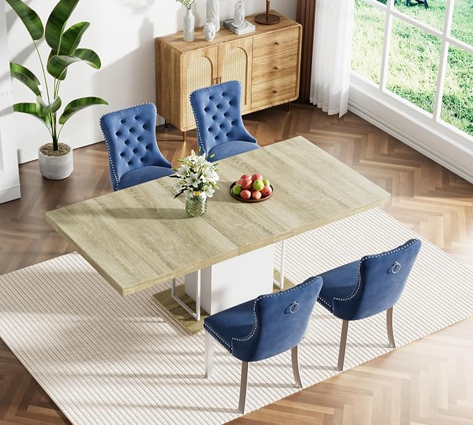 Henf 63"-79" Dining Table Set for 4, 5 Pieces Extendable Dining Table and 4 - Image 2