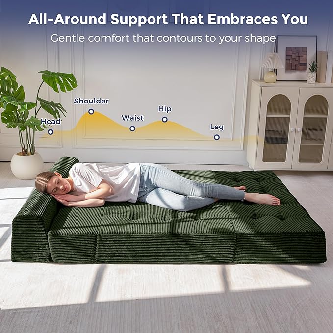 MAXYOYO 8" Folding Sofa Bed, Fold Out Chair Bed Sleeper Chair, Convertible - Image 4
