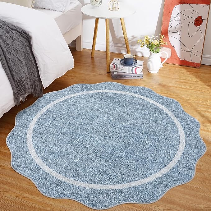 GarveeHome Scalloped Washable Round Rugs Non-Slip Soft Round Rug 4ft - Image 6