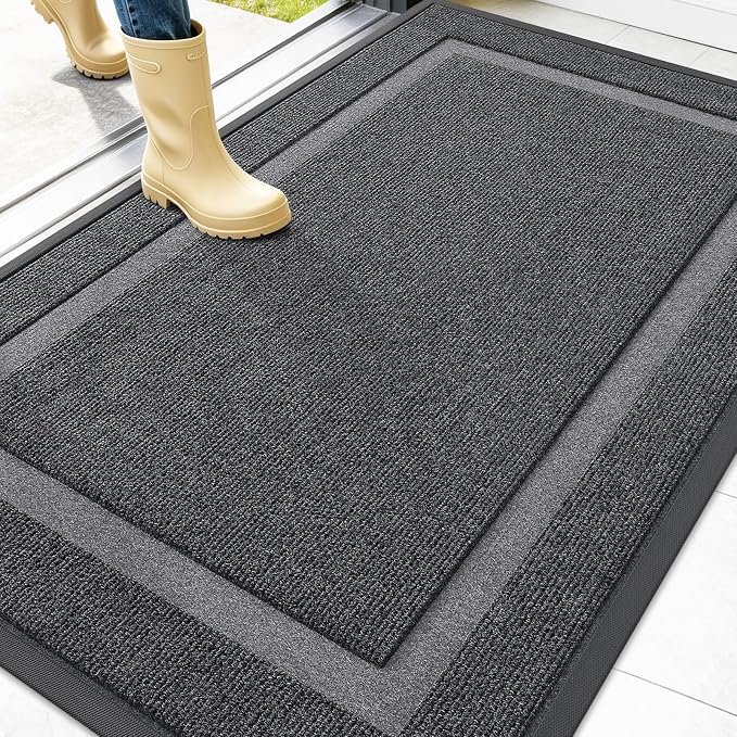 OLANLY Front Door Mat Outside 47x32, All-Season Heavy-Duty Rubber Doormat | Grey by OLANLY