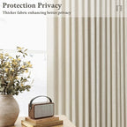 Short Pinch Pleated Light Filtering Flax Linen Tan Curtains 50x45 2 Panels | - Image 4