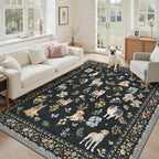 Soalmost Dog 6x9 Area Rugs for Living Room, Washable Animal Soft Rug Black | by Soalmost