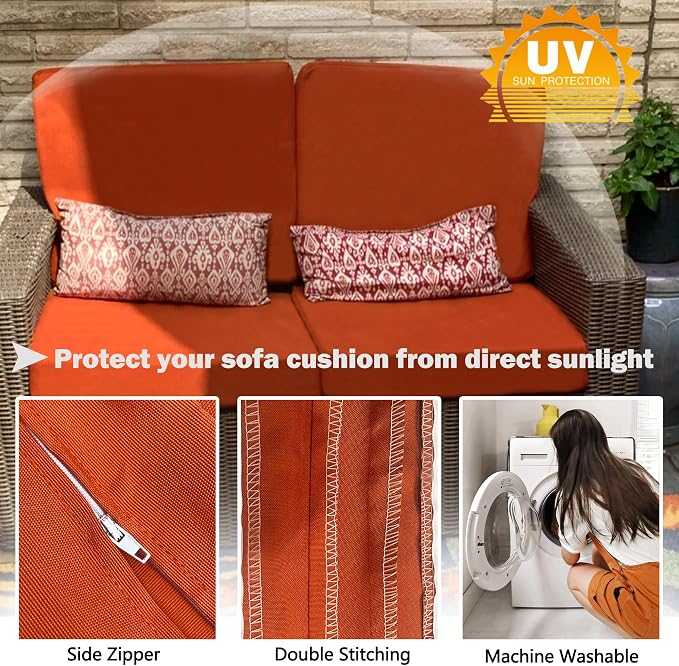 Sqodok Patio Cushion Cover 21x19 inch, Outdoor Seat Cushion Slip Cover - Image 4
