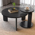 GDFStudio Round Nesting Coffee Table Set of 2, Modern Wooden Accent Side Table by GDFStudio
