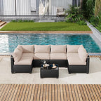 LOUVIXA 7 Piece Outdoor Patio Furniture Set, Outdoor Sectional Sofa, Wicker - Image 8