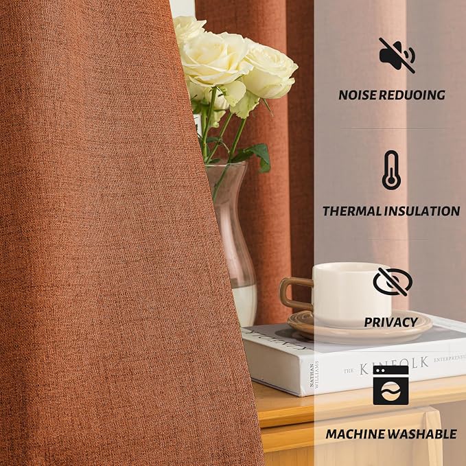 Yakamok Burnt Orange Linen Curtains 84 Inches Long - Image 5