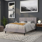 Flash Furniture Bedford Tufted Upholstered Queen Size Headboard in Light Gray - Image 7