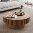 Round Fluted Coffee Table with Storage，31.5" Lift Top Center Table by Unknown