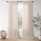 Natural White Linen Curtains 108 Inches Long by Nanspring