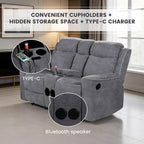 Betsy Furniture Soft Microfiber Manual Reclining Sofa Set, Sofa w/Dropdown Table - Image 4