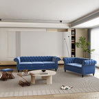 ORRD 2 Pieces Living Room Set, Velvet Couch Chesterfield Sofa Loveseat - Image 8