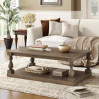 Merax Vintage Coffee Table Featuring Artistic Vase Column Legs and Luxurious by Merax
