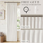 Ivory White Pleated Blackout Curtains 120 Inches Long 2 Panels | Memory Shape - Image 5