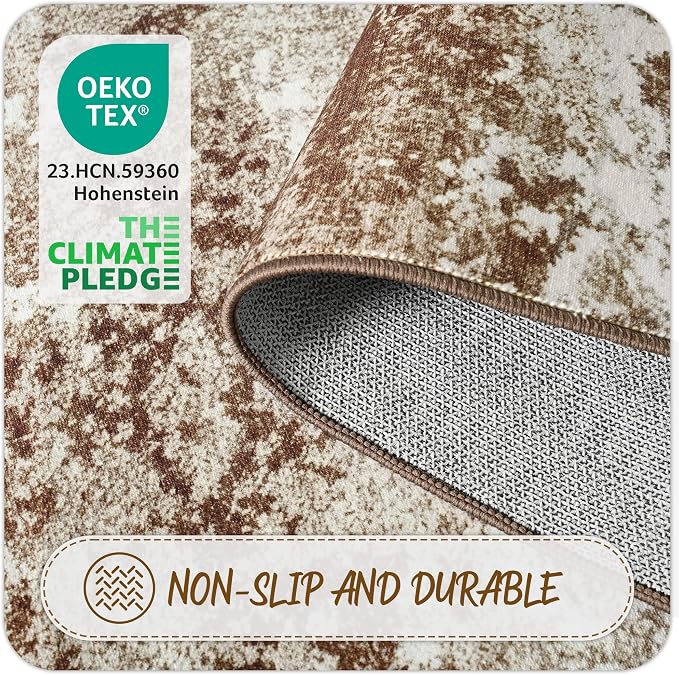 2x5 Brown Rug Runners for Hallways Kitchen Non Slip Washable Entryway Runner - Image 4