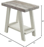 Roundhill Furniture Athens Contemporary Two-Tone Wood Shelf Side Table - Image 2