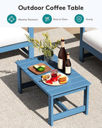 SERWALL 3 Pieces HDPE Outdoor Sofa Bistro Set - Image 2