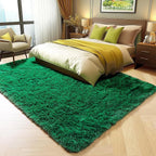 Dark Green Area Rugs for Living Room Bedroom, 5x8 Fluffy Shaggy Large Rug - Image 4