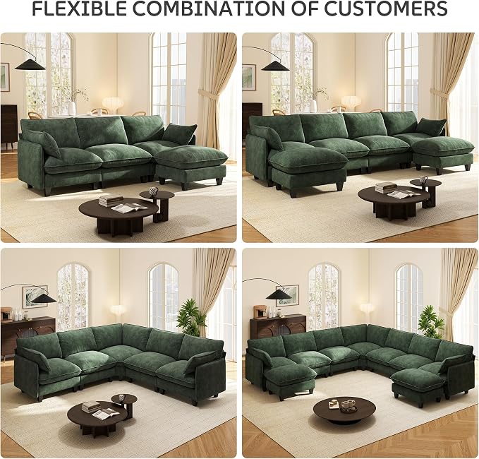 Ihanherry 141" Oversized V-Shaped Modular Sectional Couch, 9-Seater Cloud Sofa - Image 7