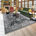 Area Rugs for Living Room, Washable 5x8 Area Rug for Bedroom, Retro Floral by Rtizon