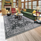 Area Rugs for Living Room, Washable 5x8 Area Rug for Bedroom, Retro Floral by Rtizon