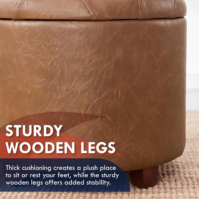Ornavo Home Round Storage Ottoman - Image 6
