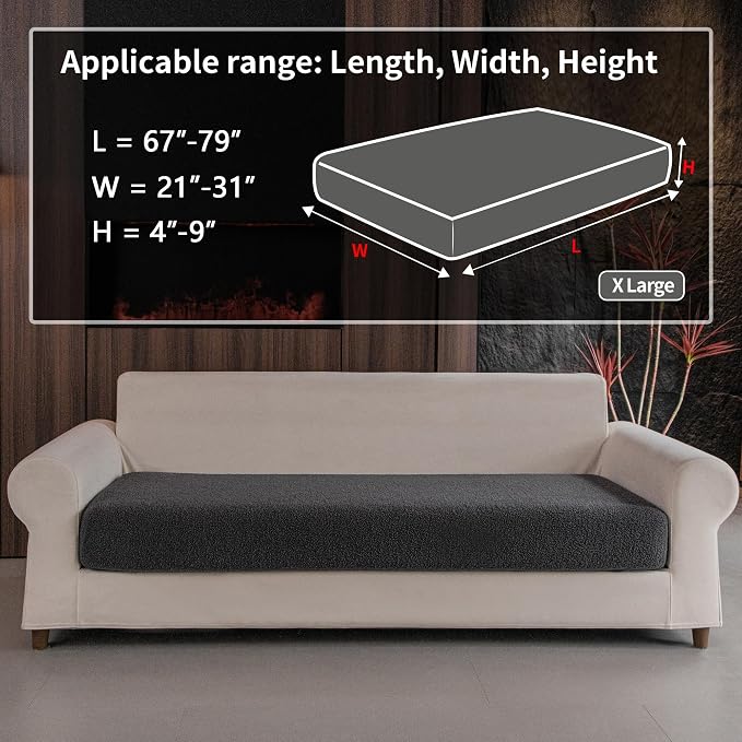 OHSIO Couch Cushion Covers for Sectional Sofa, Stretch Soft Sofa Slipcovers - Image 2