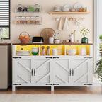 knoworld Buffet Sideboard with Storage with Power Outlets & LED Light 4 Doors - Image 6