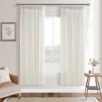 Cream Natural Linen Pinch Pleat Curtains 78 Inches Long 2 Panels | 78 Inch by Twodrapes