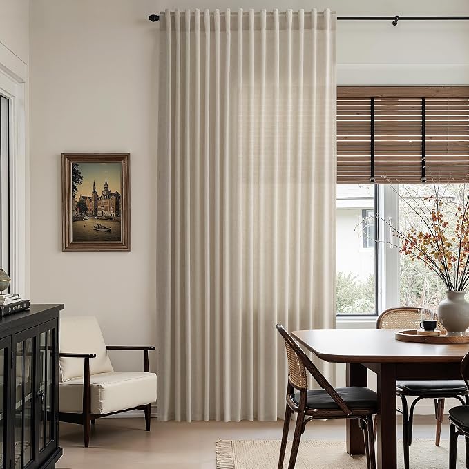 Living Room Curtains 72 Inch Length Linen Blend Cobblestone Light Filtering - Image 8