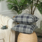 Stellhome Pack of 2 Linen Buffalo Check Decorative Throw Pillow Covers - Image 2