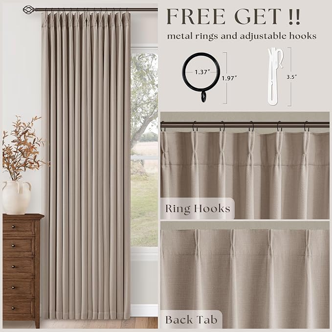 60 Inch Extra Wide 100% Blackout 92 Inch Curtains 1 Panel, Burlywood Birch | - Image 4