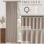 Burlywood Birch Pinch Pleated Blackout 102 Inch Linen Curtains Dual Layer | - Image 4