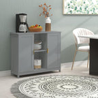 TaoHFE Grey Kitchen Pantry, Modern Wooden Small Credenza Sideboard Coffee - Image 6