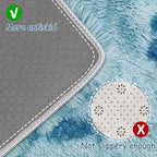 Super Soft Fluffy Living Room Area Rug 2x5 ft Tie-Dyed Light Blue Shaggy Furry - Image 4
